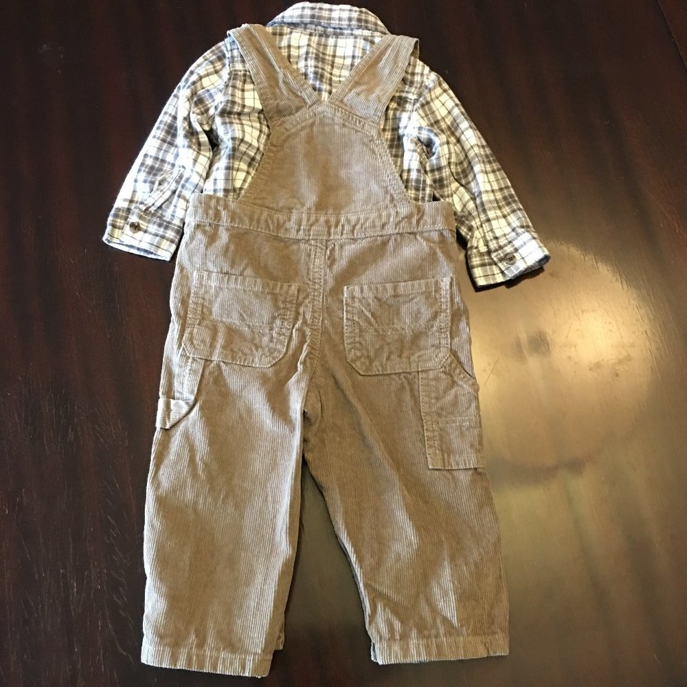 CARTER'S Corduroy Overalls with Coordinating Shirt - Picture 5 of 9
